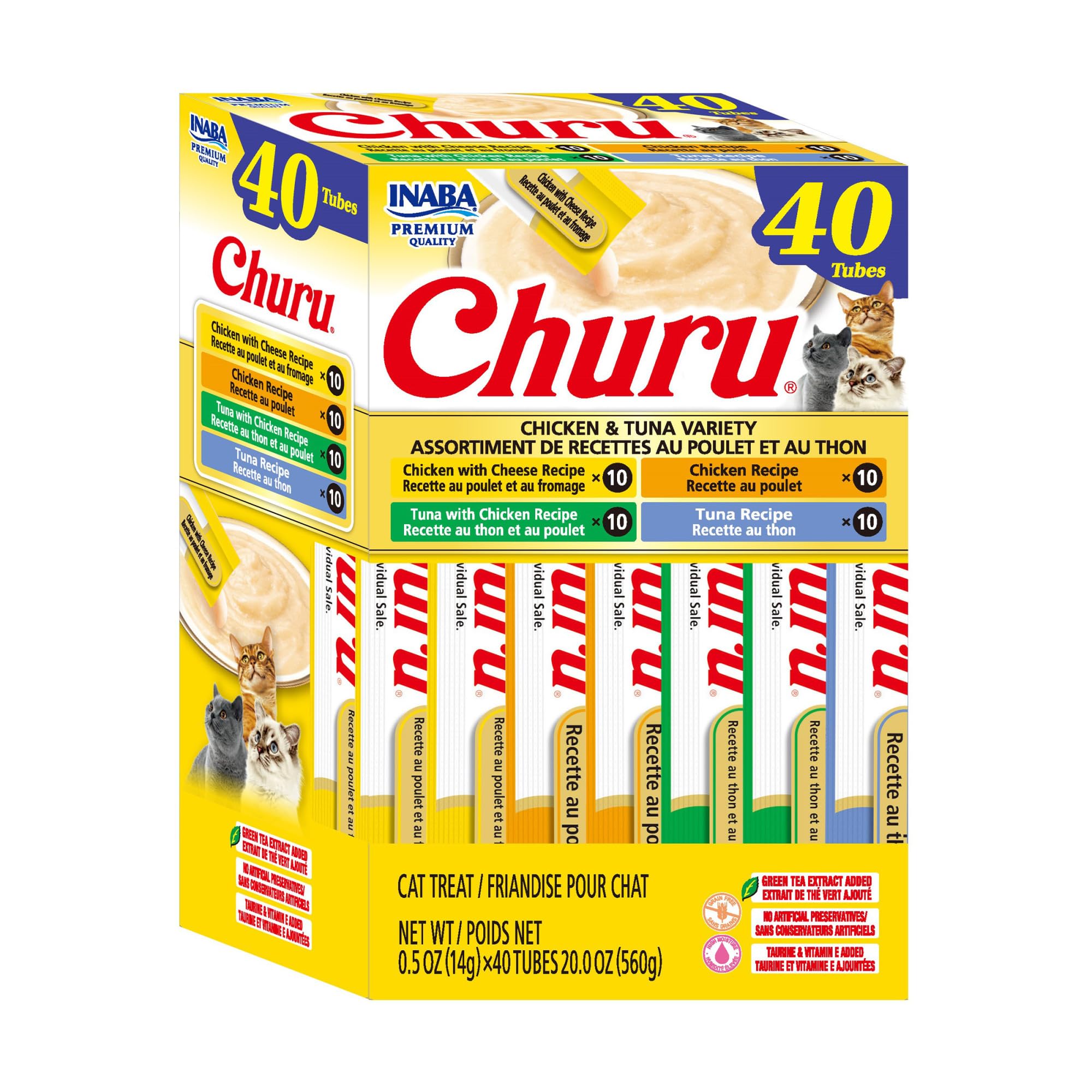 INABA Churu — Snack Cremoso Lickable sin Granos con Vitamina E y Taurina para Gato