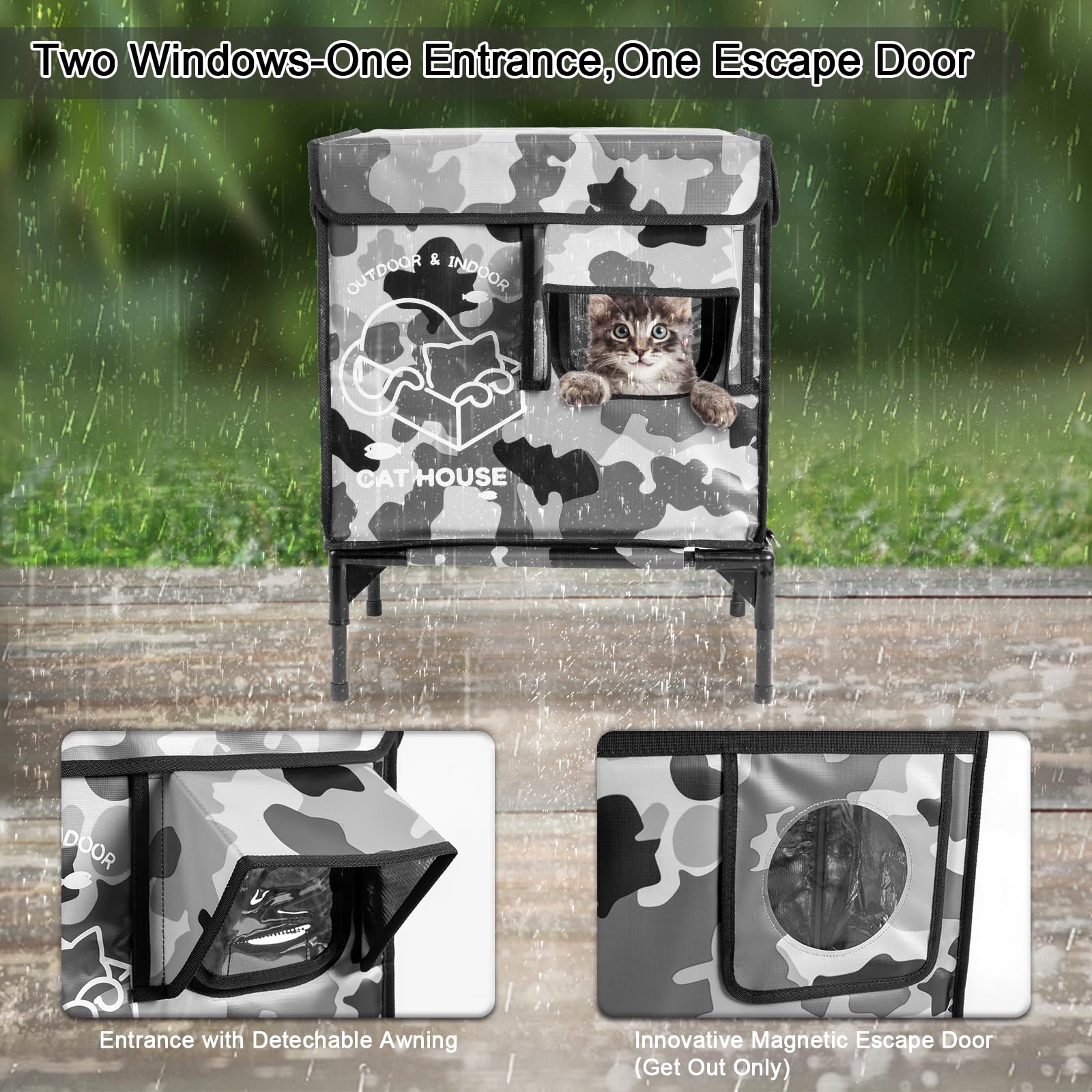 Casa para Gatos de Exterior — Refugio Impermeable Térmico para Gatos Callejeros y Domésticos
