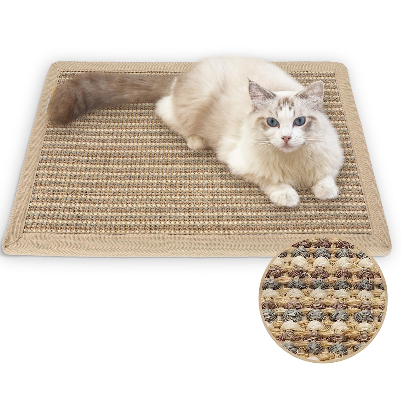 FUKUMARU — Tapete Rascador de Sisal Natural para Gato | Protege Tapetes y Sofás