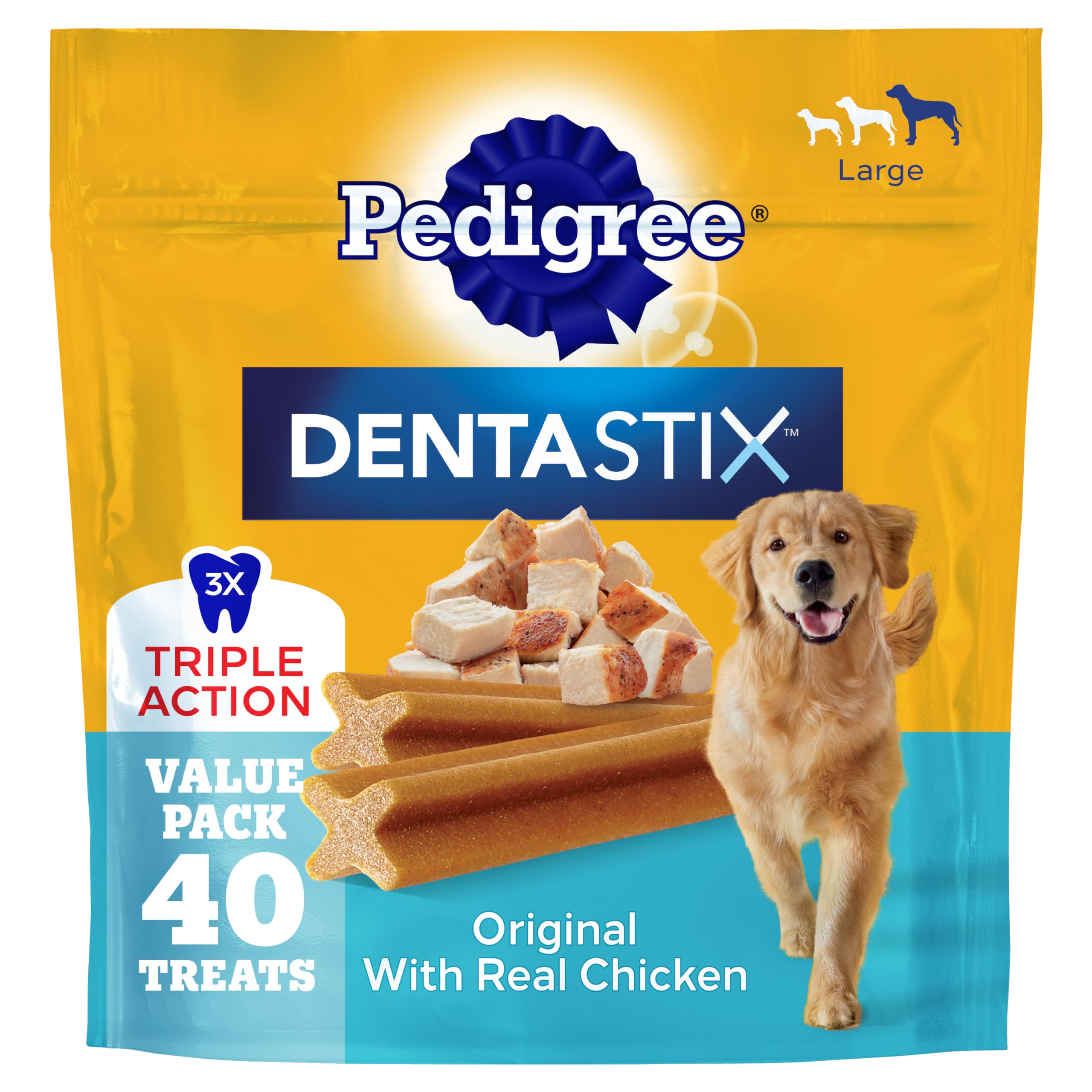 Pedigree Dentastix — Premios Dentales de Acción Triple para Perros de Raza Grande