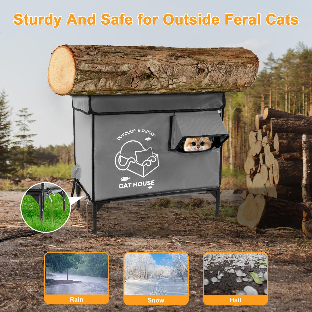 Casa para Gatos de Exterior — Refugio Impermeable Térmico para Gatos Callejeros y Domésticos