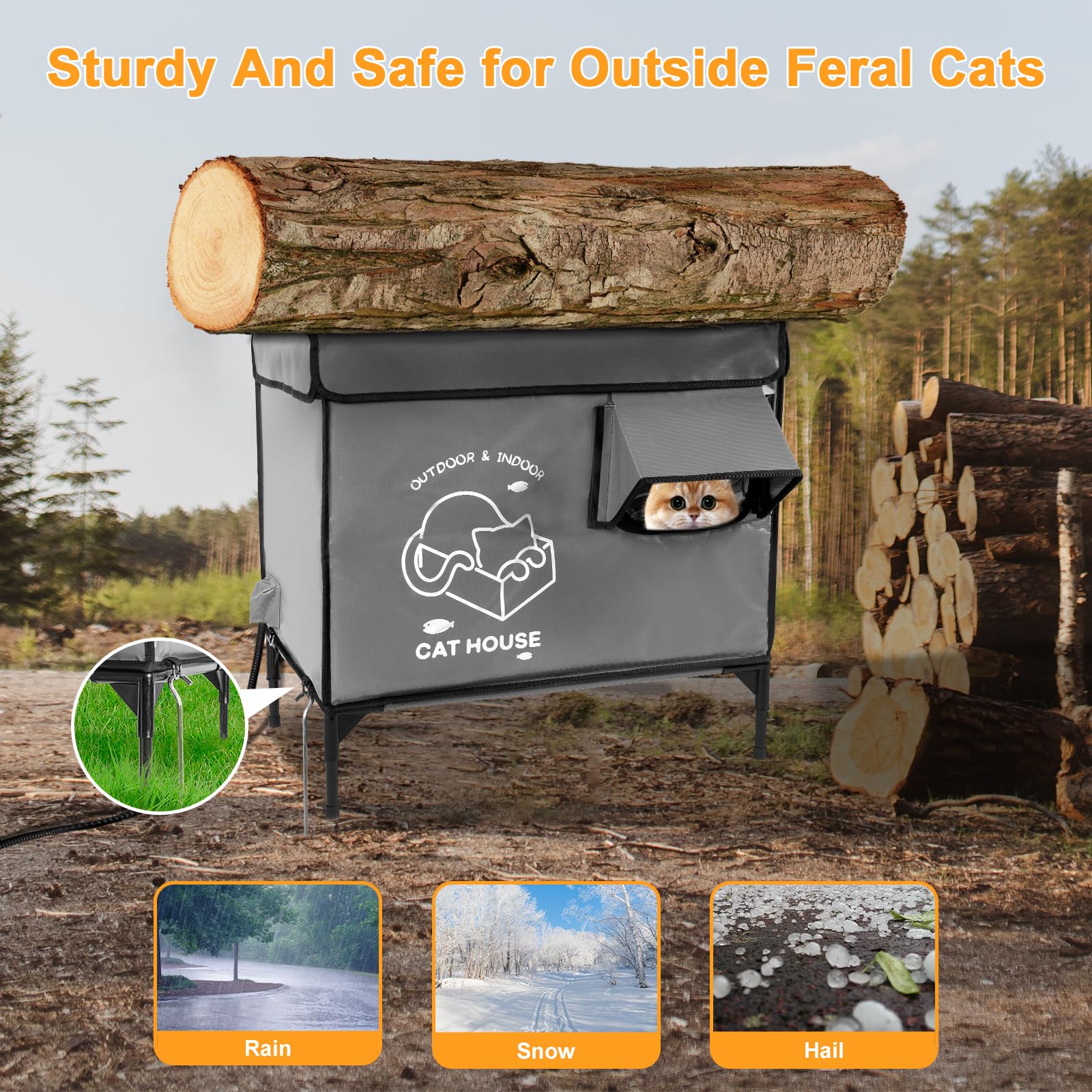 Casa para Gatos de Exterior — Refugio Impermeable Térmico para Gatos Callejeros y Domésticos