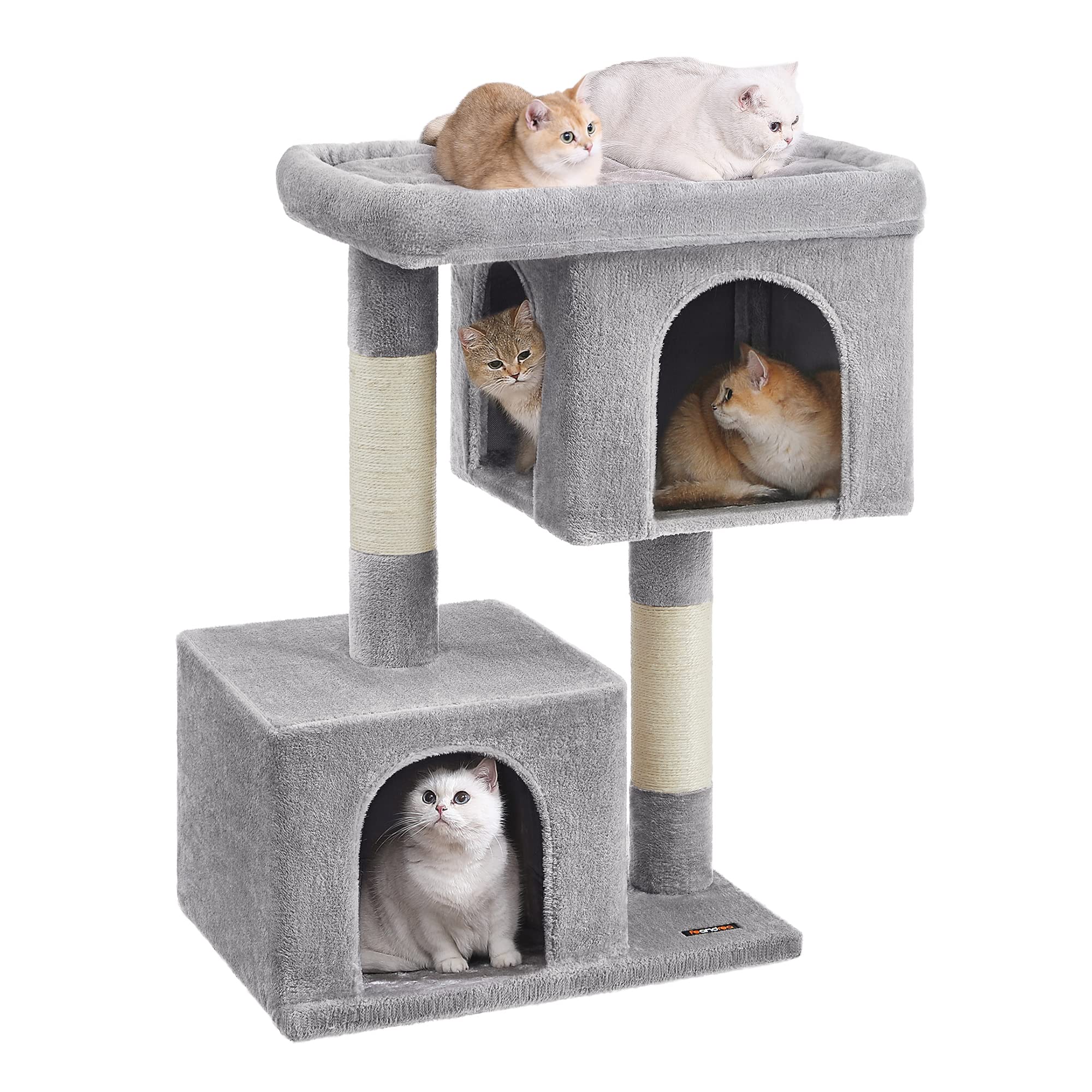 Feandrea — Torre Rascador para Gatos con Condo, Perchas y Postes de Sisal