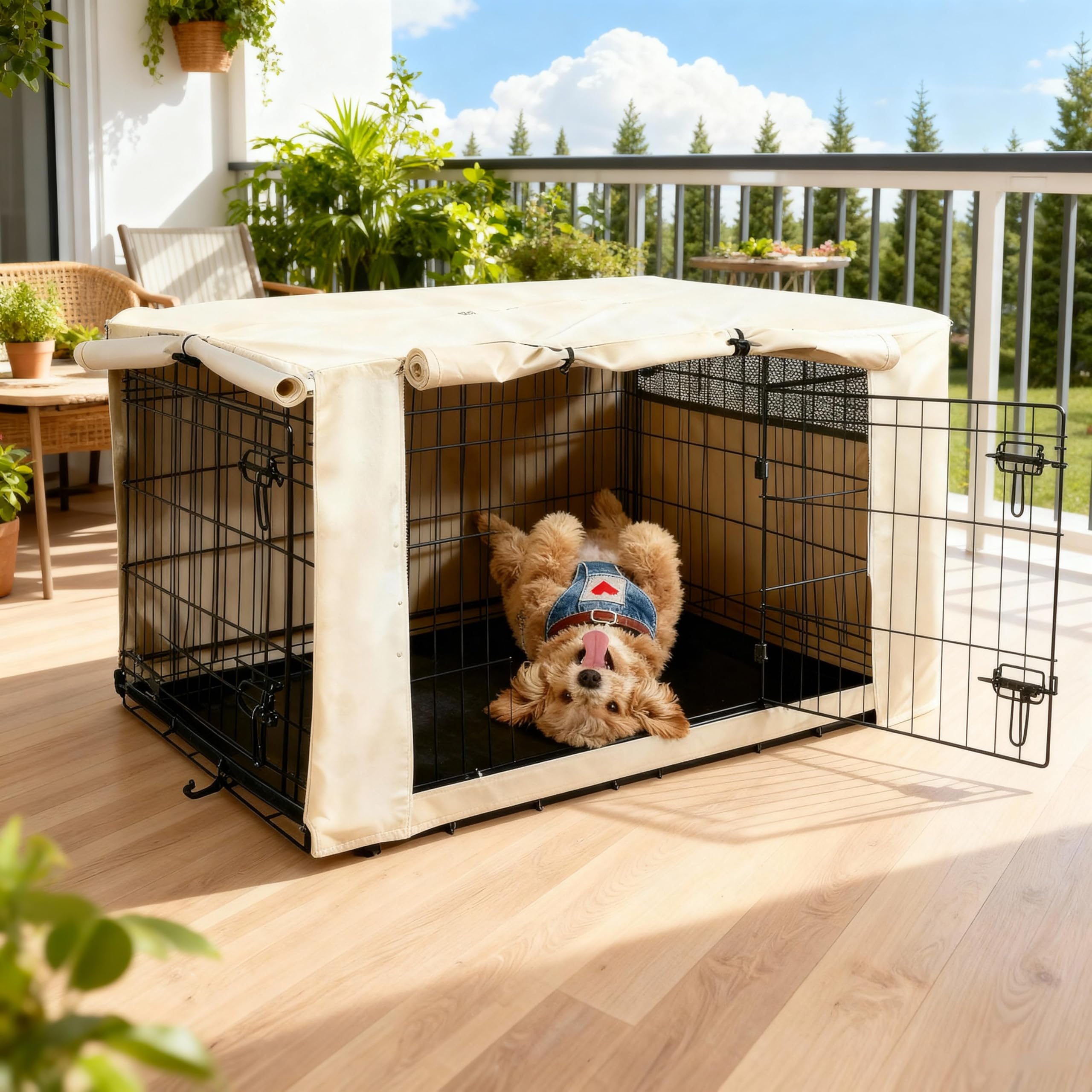 HiCaptain — Cubierta para Jaula de Perro en Poliéster 600D, Resistente al Viento y al Agua, para Uso Interior y Exterior