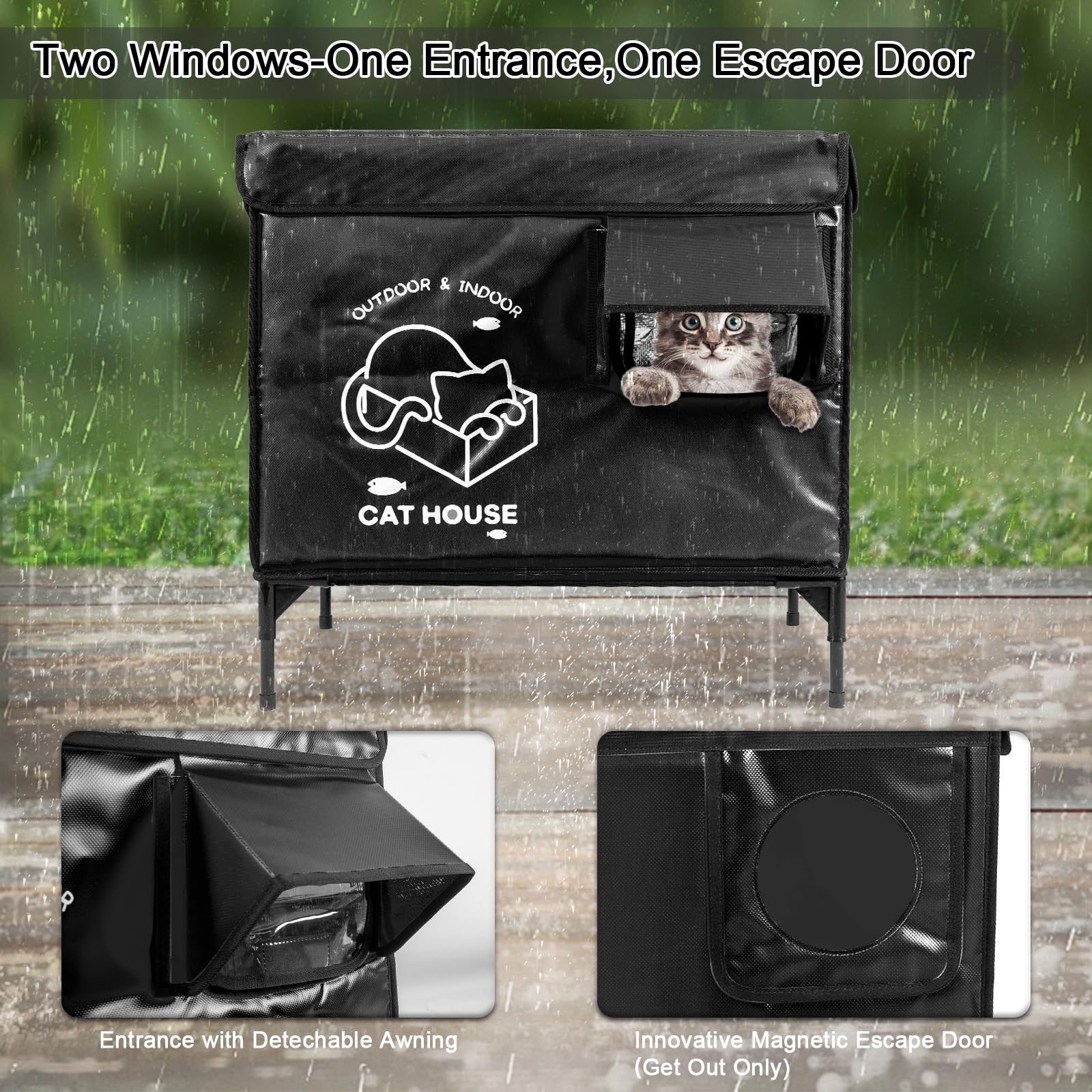 Casa para Gatos de Exterior — Refugio Impermeable Térmico para Gatos Callejeros y Domésticos