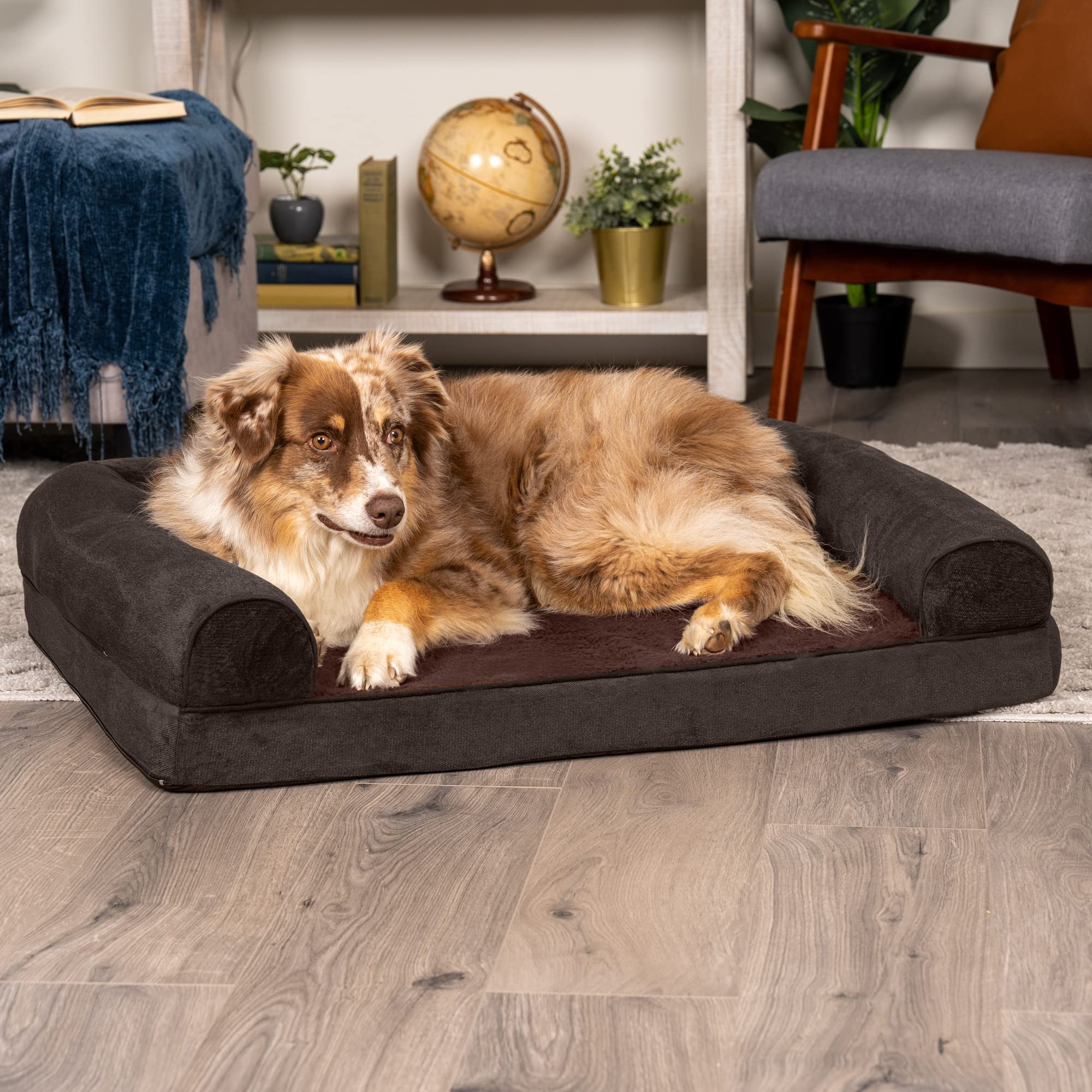 Furhaven Cooling Gel — Cama Ortopédica con Gel Refrescante, Bolsters Removibles y Cubierta Lavable para Perros Grandes