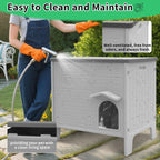 Rockever — Casa Exterior para Gatos con Aislamiento Térmico y Puerta de Escape, Refugio de Plástico para Interior y Exterior