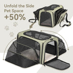 Petsfit — Transportadora Expandible para Gatos y Perros Pequeños, Aprobada por Aerolíneas, Plegable, Lavable y a Prueba de Escapes con 2 Paneles de Expansión