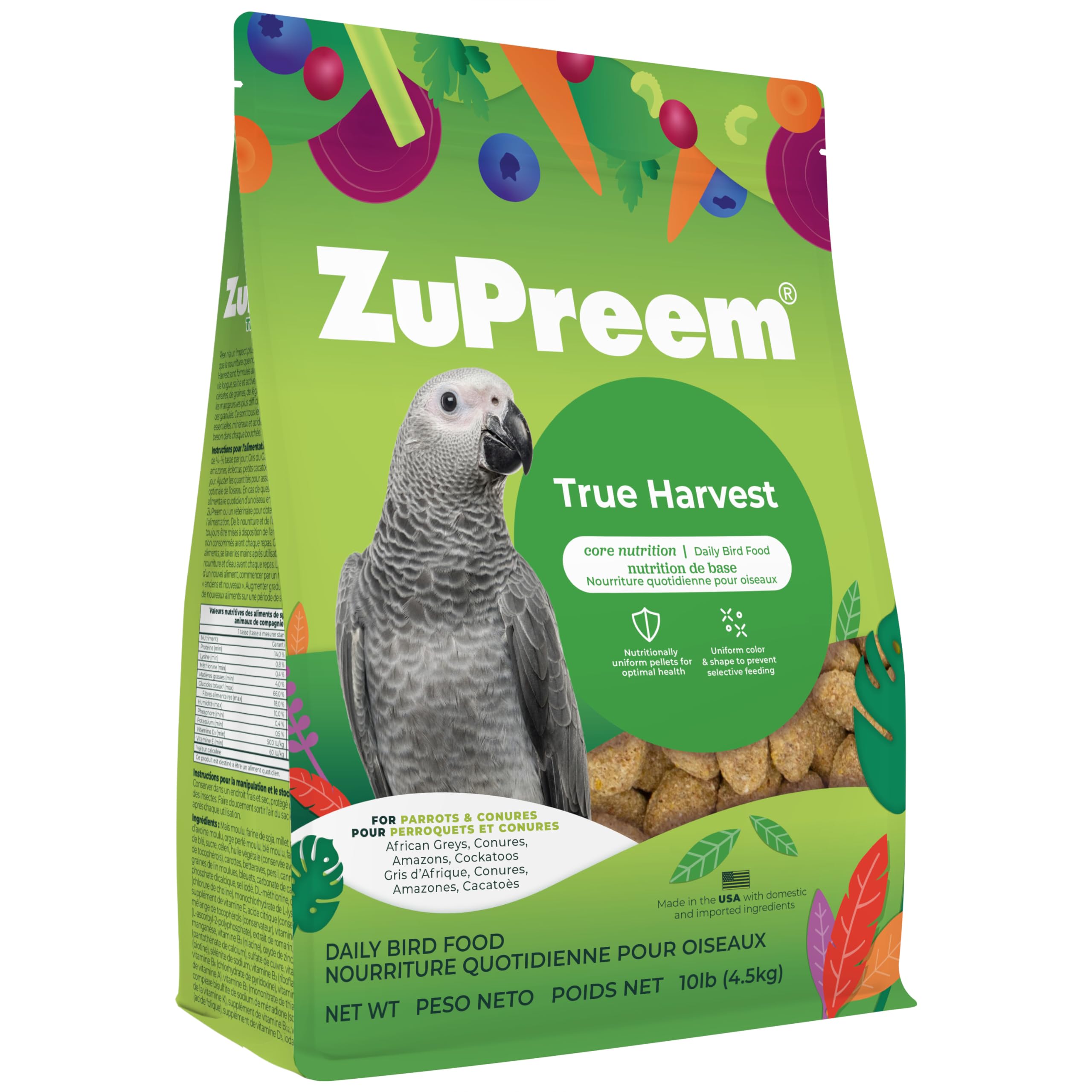 ZuPreem FruitBlend — Alimento en Pellets para Aves Medianas y Grandes (Loro, Conure, Caique, Gris Africano, Eclectus, Cacatúa Pequeña)