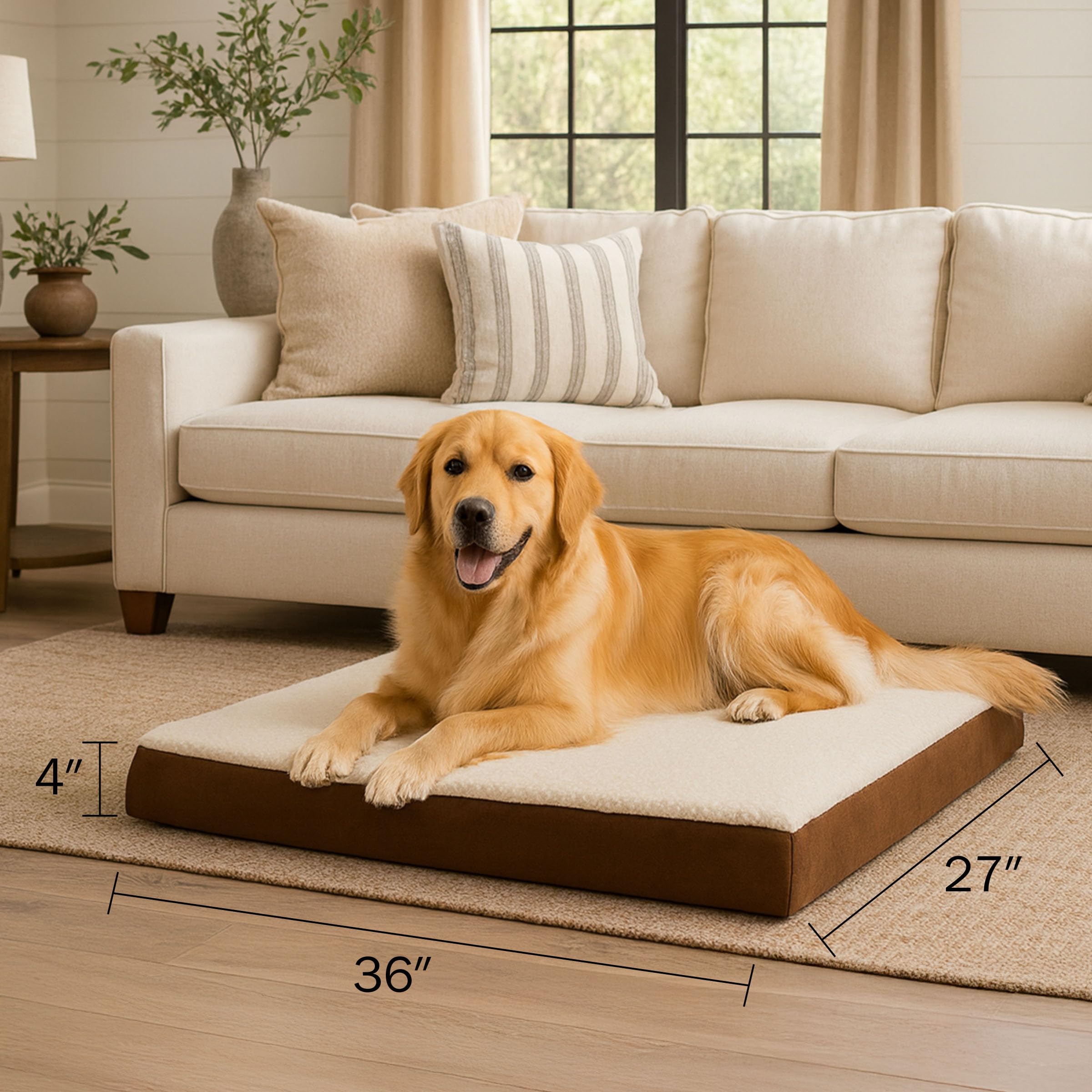 Petmaker — Cama Ortopédica con Memory Foam y Cubierta de Sherpa Lavable para Perro