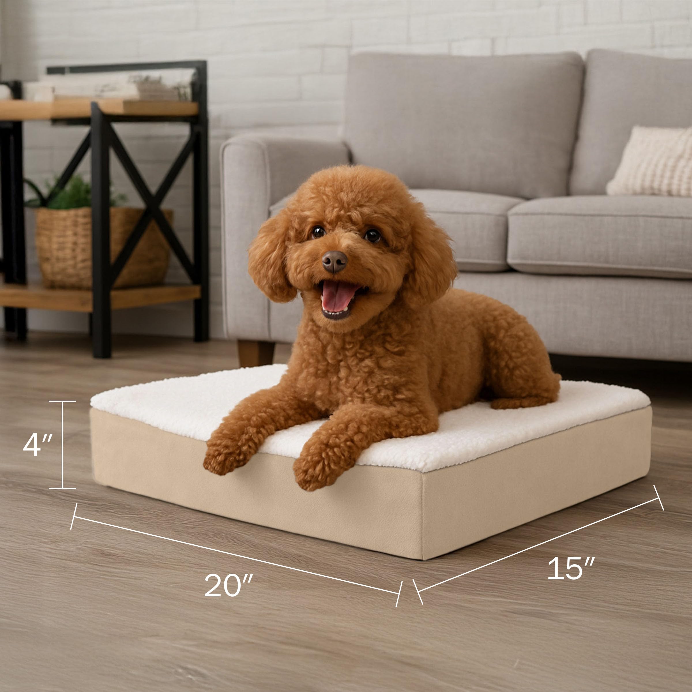 Petmaker — Cama Ortopédica con Memory Foam y Cubierta de Sherpa Lavable para Perro