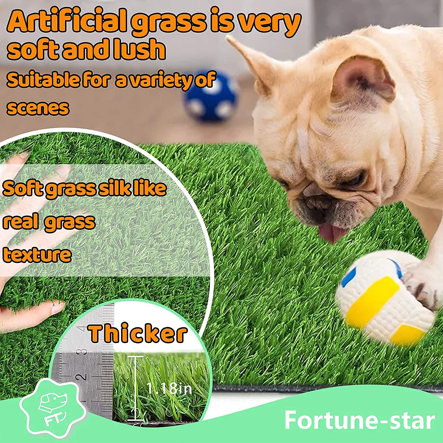Fortune-star — Tapete de Pasto Artificial Reutilizable para Entrenamiento de Baño para Perros, Uso Interior y Exterior