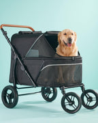 Carriola para Perros Grandes Zoosky hasta 50 kg — Carriola XL para Múltiples Mascotas con Doble Ventana de Malla, Manubrio Ajustable y Tela Oxford 1680D Resistente al Agua, Todo Terreno