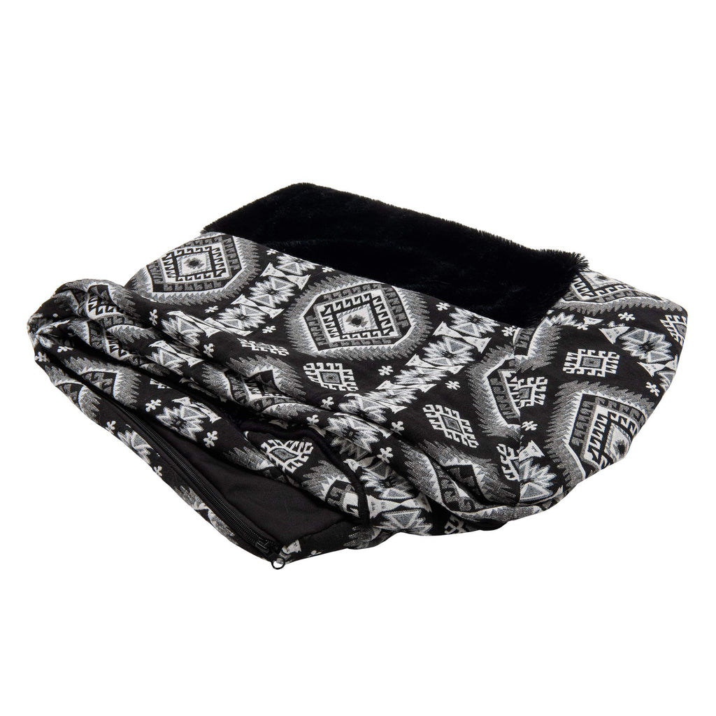 Furhaven — Funda de Repuesto para Cama de Perro Estilo Sofá con Felpa y Diseño Kilim Suroeste, Lavable a Máquina
