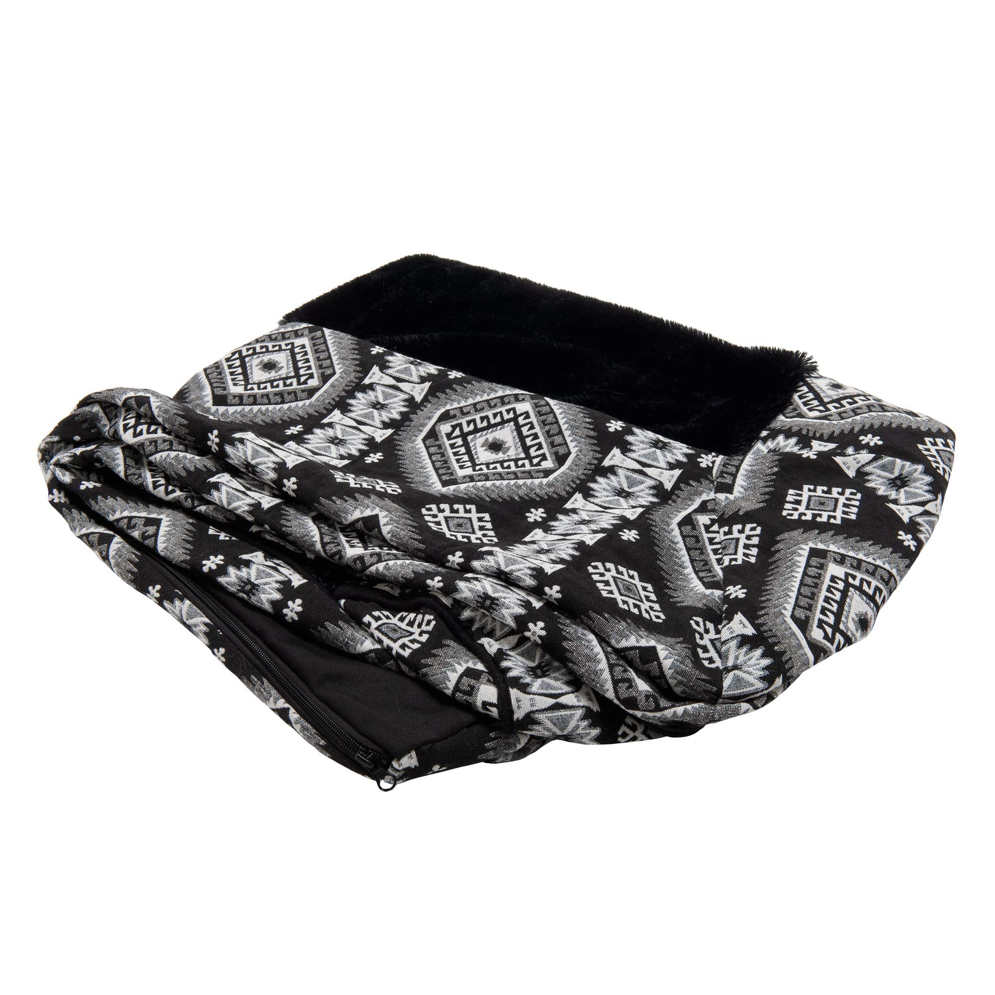 Furhaven — Funda de Repuesto para Cama de Perro Estilo Sofá con Felpa y Diseño Kilim Suroeste, Lavable a Máquina