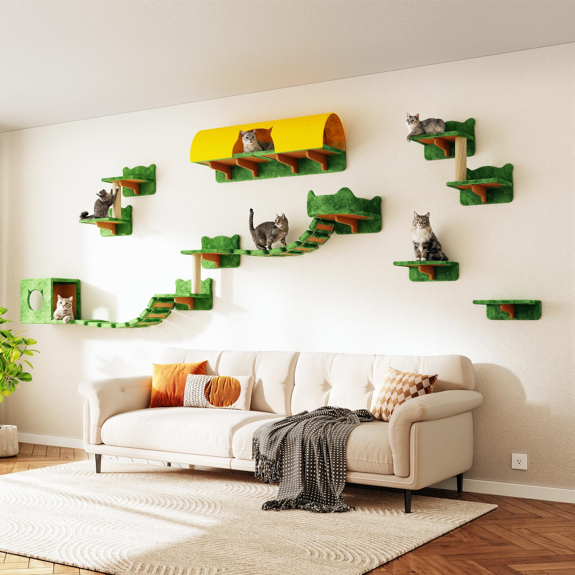 Homiflex — Repisas de Pared para Gatos, Mueble Escalador Montado en Pared para Felinos