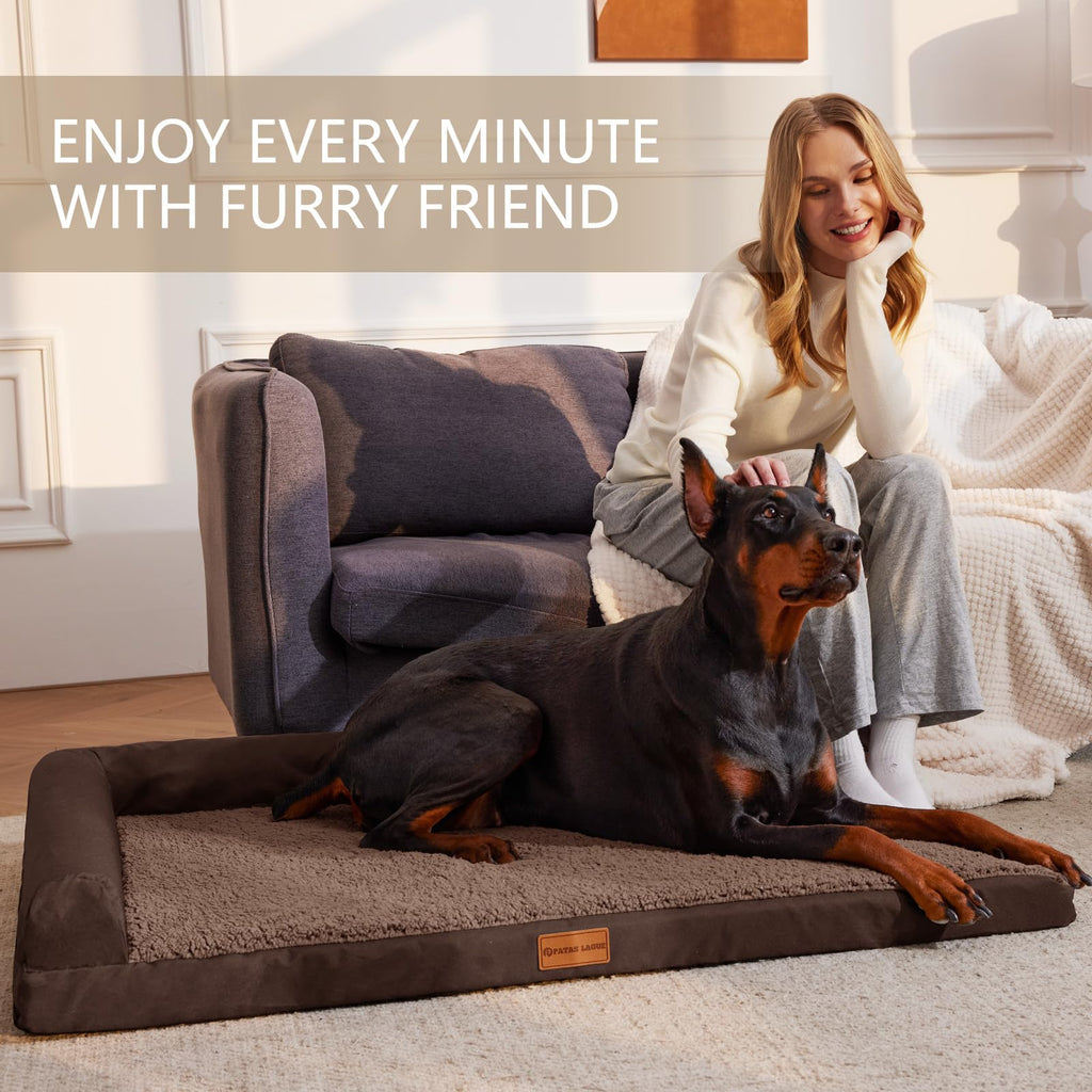 Patas Lague — Cama Ortopédica con Bolster en L y Cubierta Lavable Impermeable para Perro