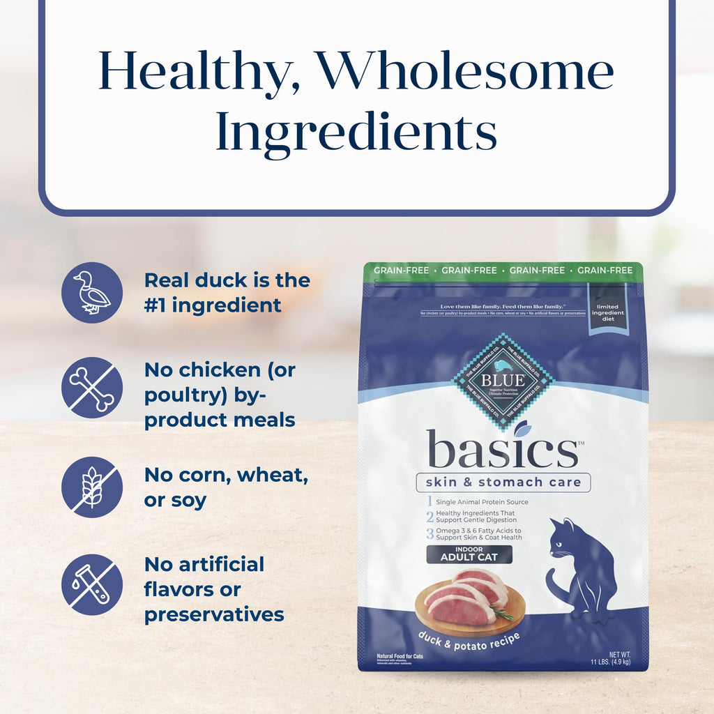 BLUE BUFFALO Basics Indoor — Alimento para Gato Adulto Sin Granos para Piel y Estómago Sensible
