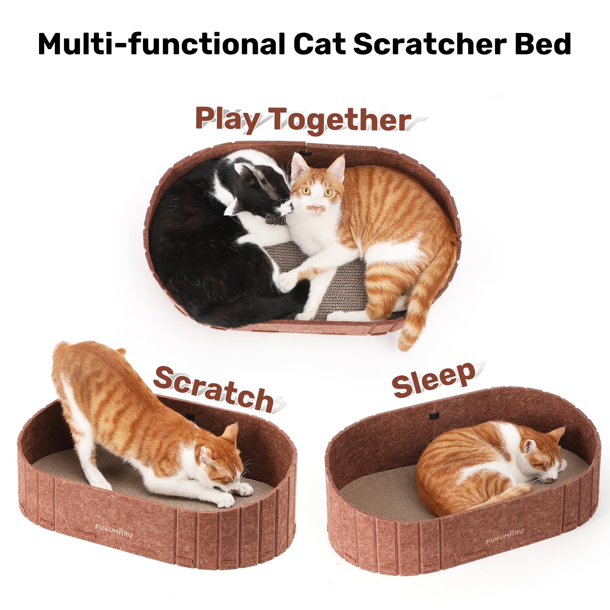FUKUMARU — Rascador con Forma de Sofá para Gato, Reversible y Desmontable, Cama Rascadora Redonda para Gatos de Interior