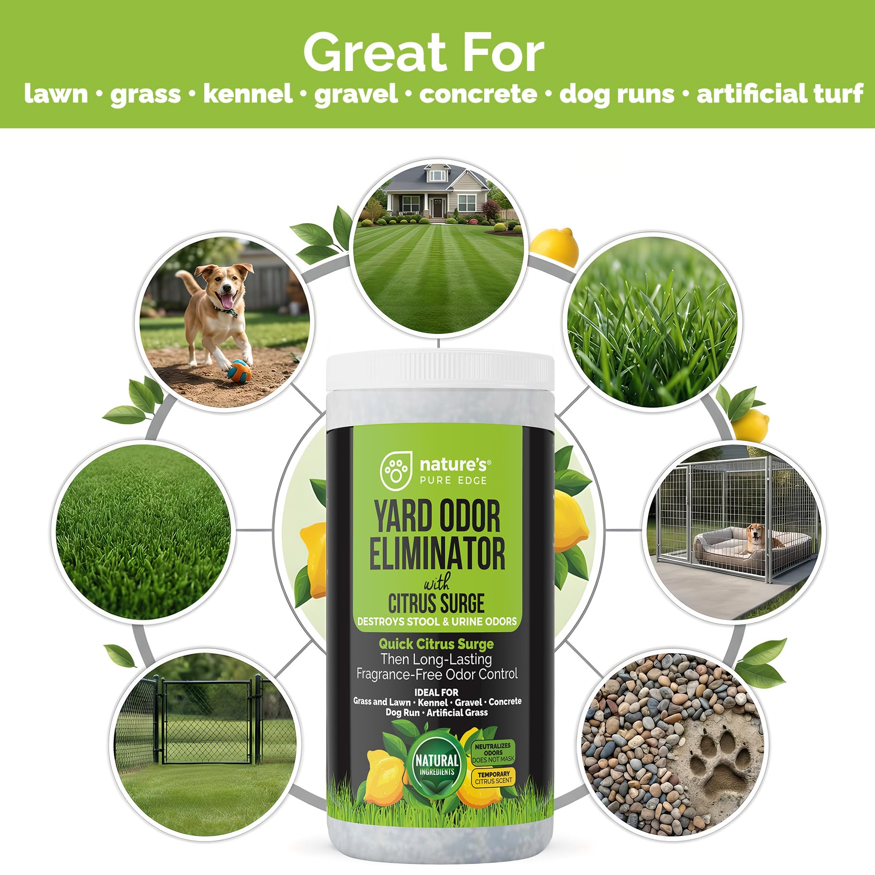 Nature's Pure Edge — Eliminador de Olores para Jardín y Espacios Exteriores con Mascotas