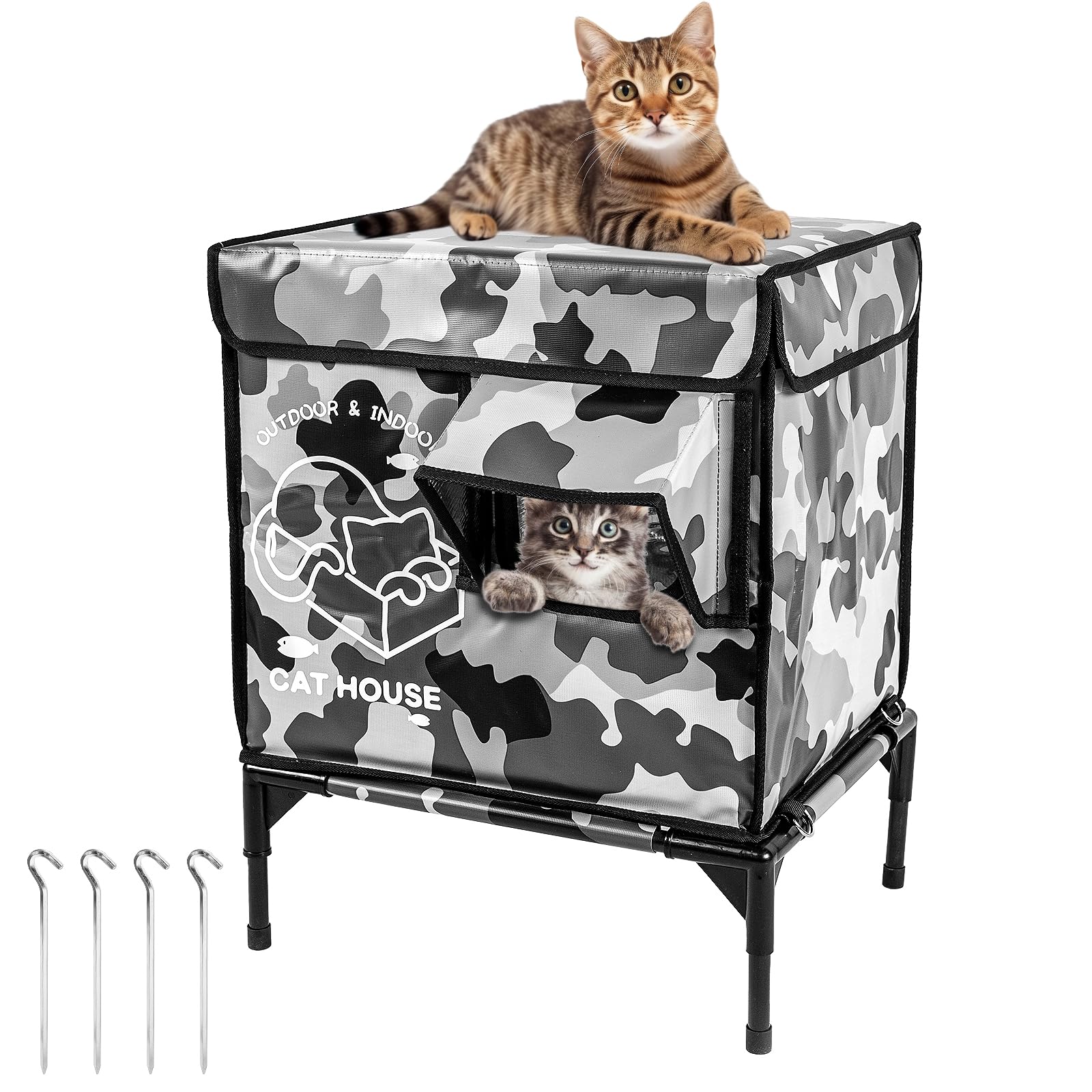 Casa para Gatos de Exterior — Refugio Impermeable Térmico para Gatos Callejeros y Domésticos