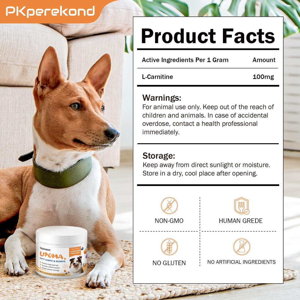 Suplemento de L-Carnitina para Perros — Tratamiento Natural para Lipomas, Reduce Bultos y Bolas de Grasa, Mejora el Metabolismo de Grasas, Aumenta Energía y Vitalidad, Apoya la Salud Muscular y el Bienestar General