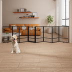 Corralito y Reja Divisoria de Metal para Perros — Puerta Abatible, Plegable y Autoportante para Interiores