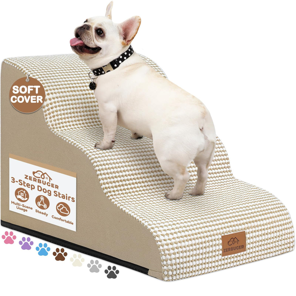 Zerbuger — Escalera y Rampa de Espuma para Perros y Gatos — Escalones Antideslizantes para Cama, Sofá y Silla