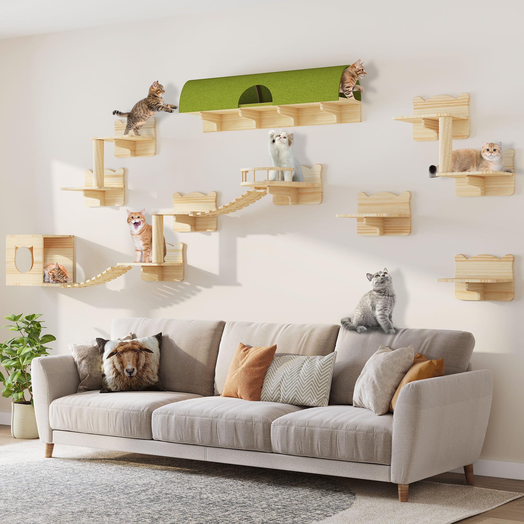Homiflex — Repisas de Pared para Gatos, Mueble Escalador Montado en Pared para Felinos