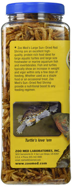 Zoo Med Sun-Dried Red Shrimp — Camarones Secados al Sol para Tortugas Acuáticas y Peces de Acuario
