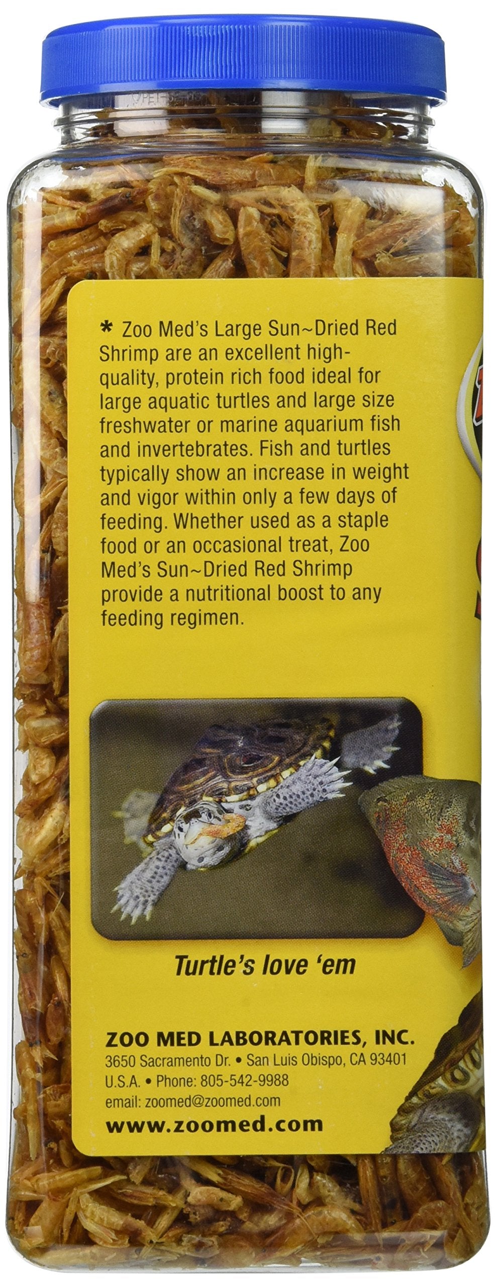 Zoo Med Sun-Dried Red Shrimp — Camarones Secados al Sol para Tortugas Acuáticas y Peces de Acuario
