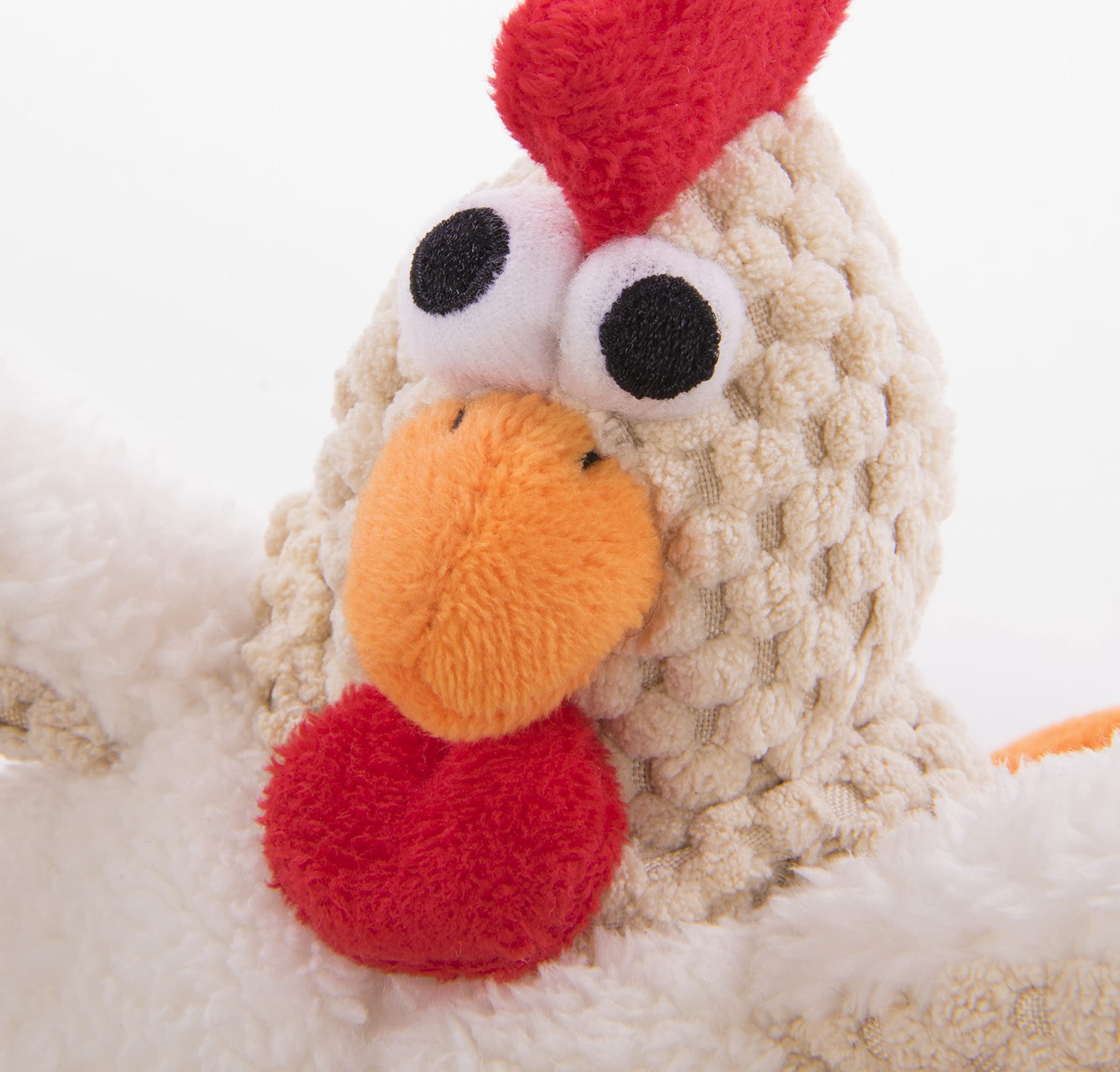 goDog Checkers Gallo Gordito — Juguete de Peluche con Chillador para Perros, Tecnología Chew Guard, Color Blanco, Talla Pequeña