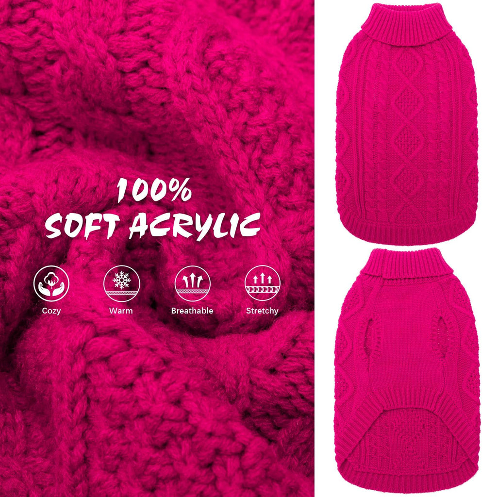 Suéter Tejido Térmico con Cuello Alto para Perros — Jersey Clásico de Punto Cable Cálido para Cachorros y Gatos Pequeños, Medianos y Grandes