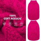 Suéter Tejido Térmico con Cuello Alto para Perros — Jersey Clásico de Punto Cable Cálido para Cachorros y Gatos Pequeños, Medianos y Grandes