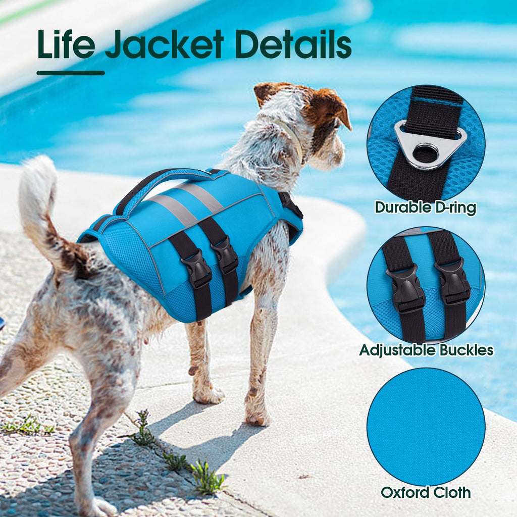 Kuoser — Chaleco Salvavidas Ajustable con Asa de Rescate y Reflectores para Perro