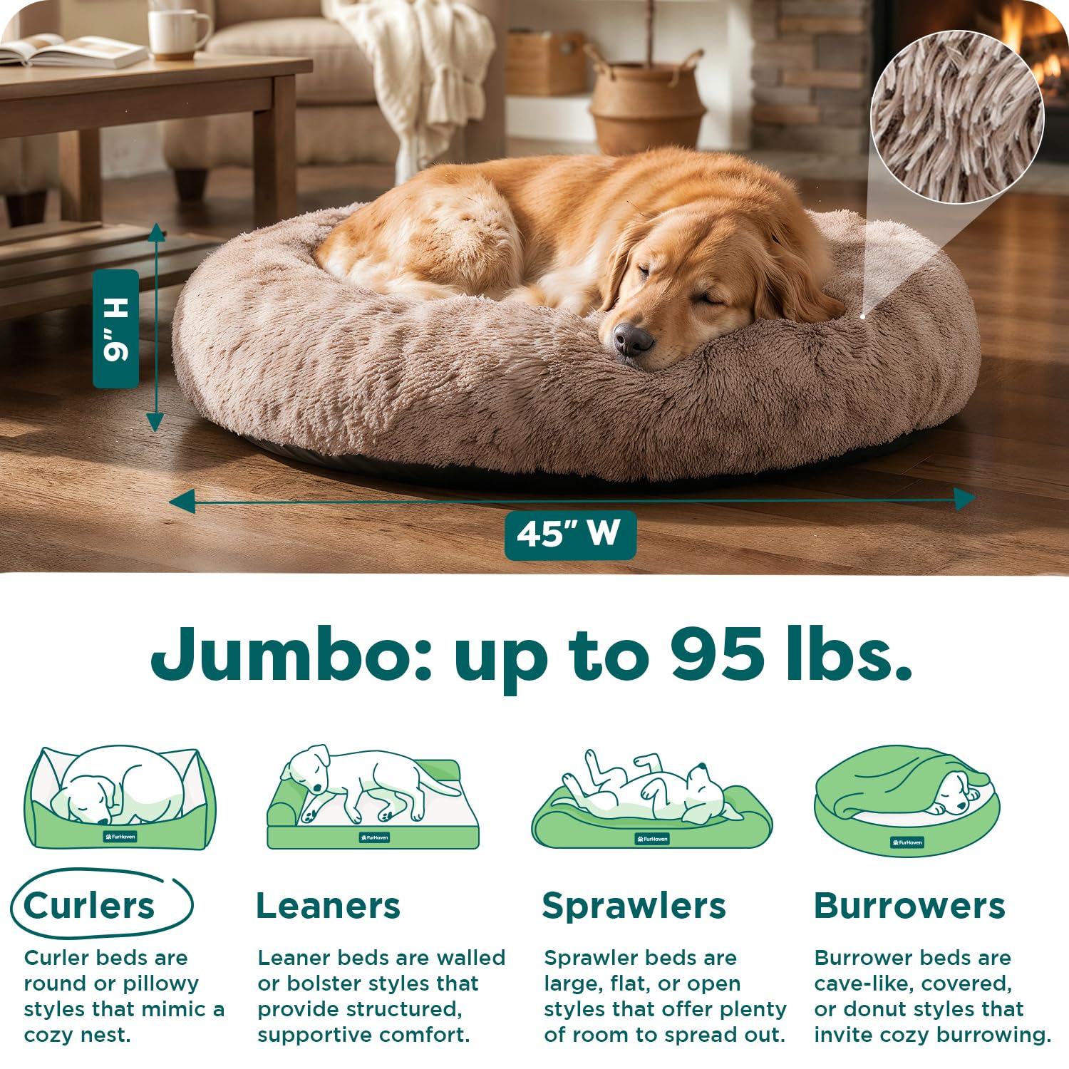 FurHaven Calming Cuddler — Cama Donut Calmante de Peluche para Perros y Gatos