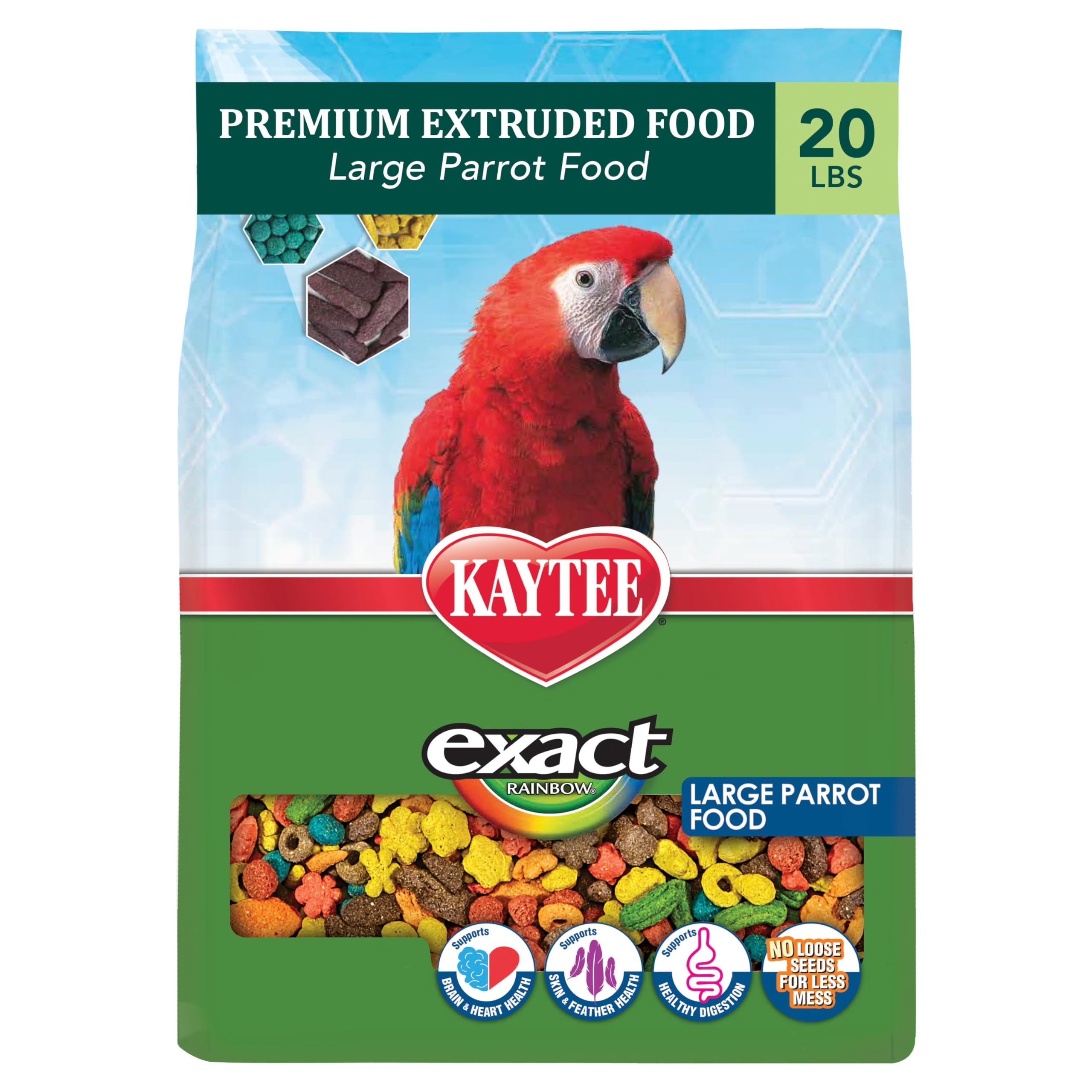 Kaytee Exact Rainbow — Alimento Completo Diario en Pellets Coloridos para Loros Grandes