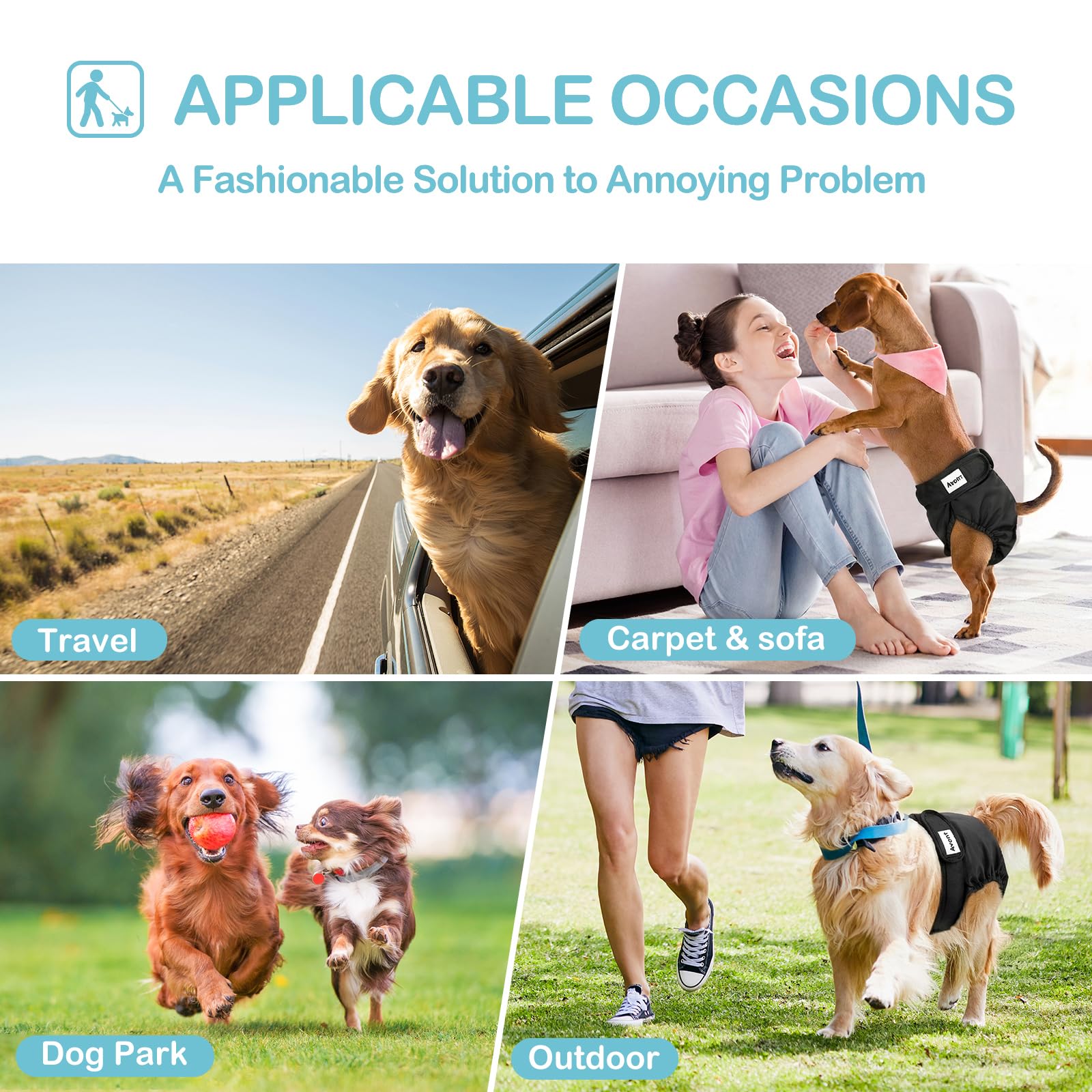 Avont 3 Pack Washable Female Dog Diapers, Premium Reusable Highly Absorbent Doggie Period Panties Durable Dog Diaper Cover