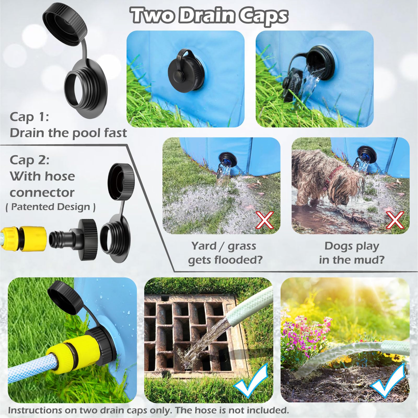 Jasonwell — Alberca Plegable y Portátil para Perros, Gatos y Niños | Tina de Baño Antiderrapante sin Inflado