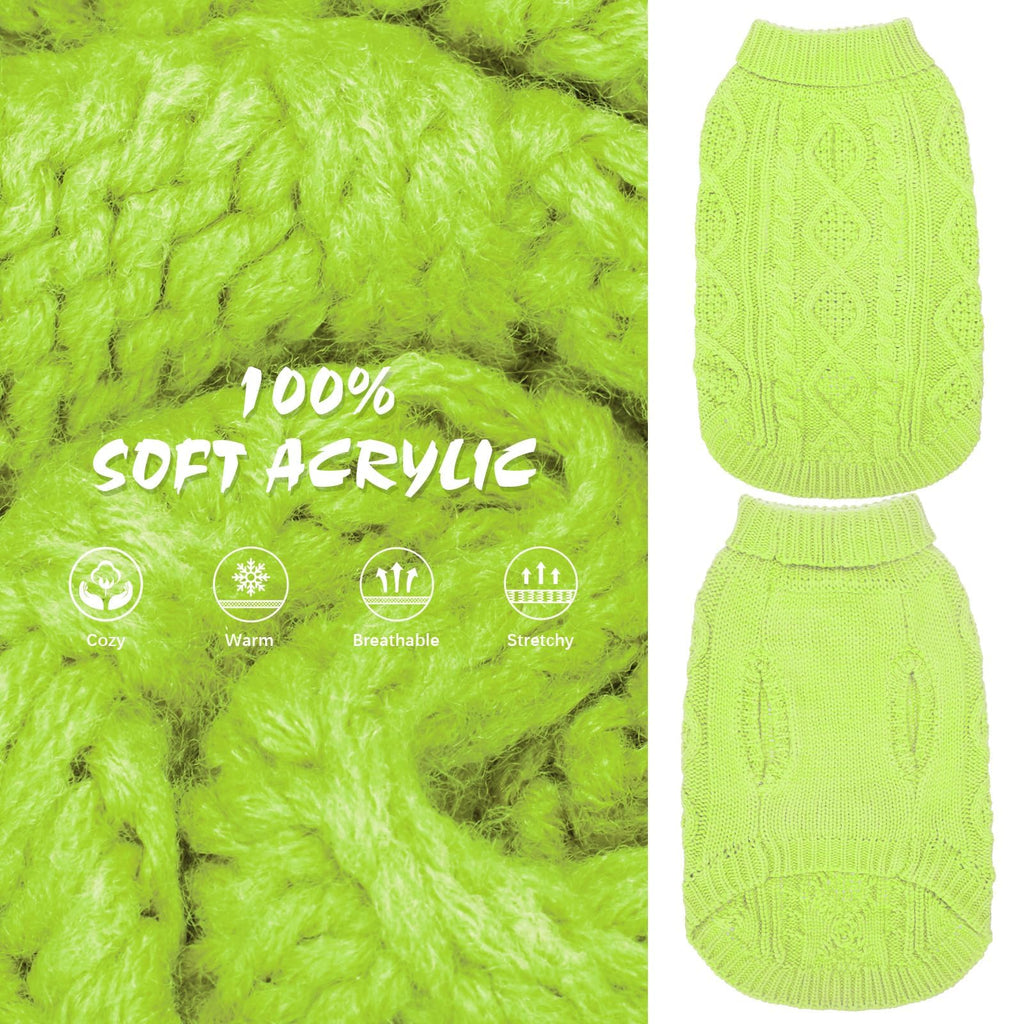 Suéter Tejido Térmico con Cuello Alto para Perros — Jersey Clásico de Punto Cable Cálido para Cachorros y Gatos Pequeños, Medianos y Grandes