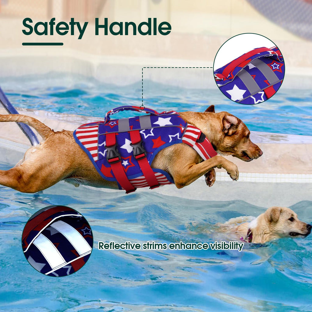 Kuoser — Chaleco Salvavidas Ajustable con Asa de Rescate y Reflectores para Perro