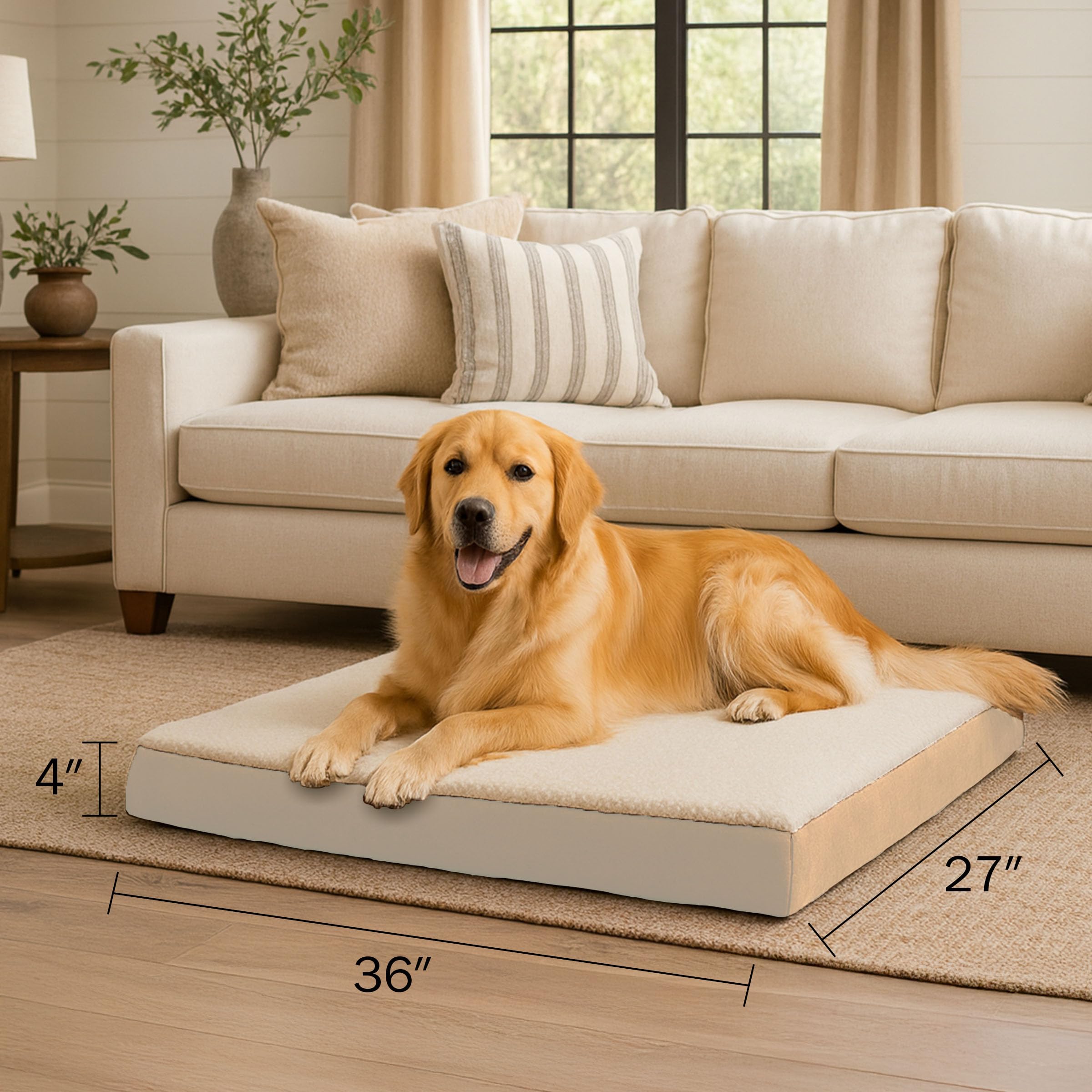 Petmaker — Cama Ortopédica con Memory Foam y Cubierta de Sherpa Lavable para Perro
