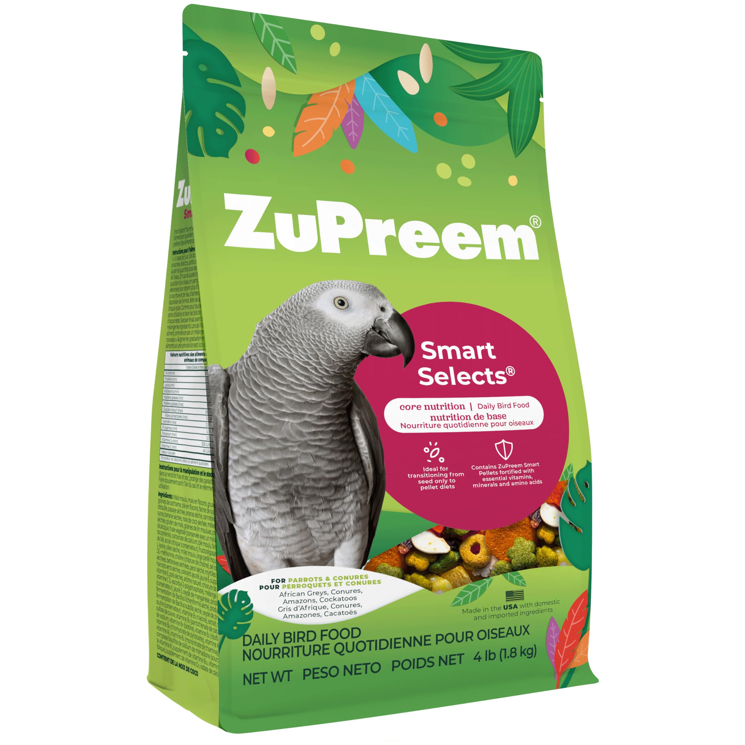 ZuPreem FruitBlend — Alimento en Pellets para Aves Medianas y Grandes (Loro, Conure, Caique, Gris Africano, Eclectus, Cacatúa Pequeña)