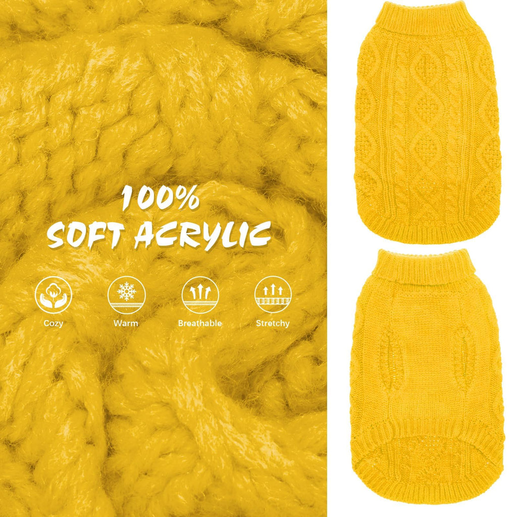 Suéter Tejido Térmico con Cuello Alto para Perros — Jersey Clásico de Punto Cable Cálido para Cachorros y Gatos Pequeños, Medianos y Grandes