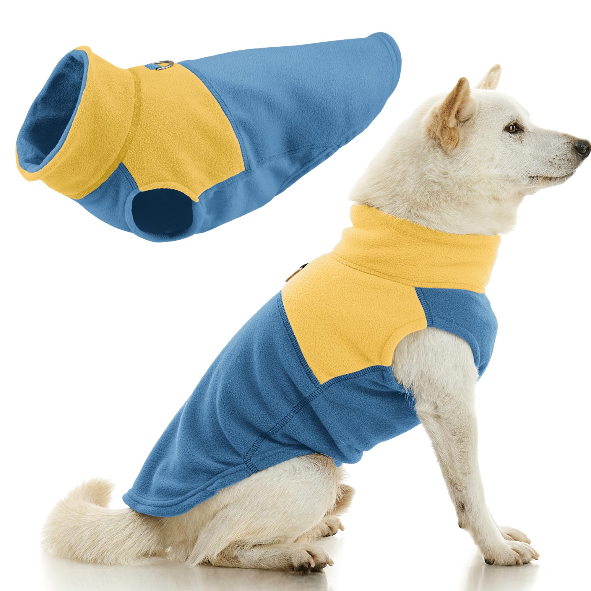 Gooby Fleece Vest Two Tone — Chaleco de Polar Suave Bicolor con Anillo Metálico para Correa, para Perros Pequeños y Medianos