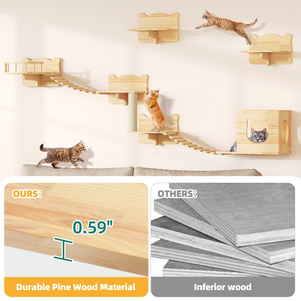 Homiflex — Repisas de Pared para Gatos, Mueble Escalador Montado en Pared para Felinos