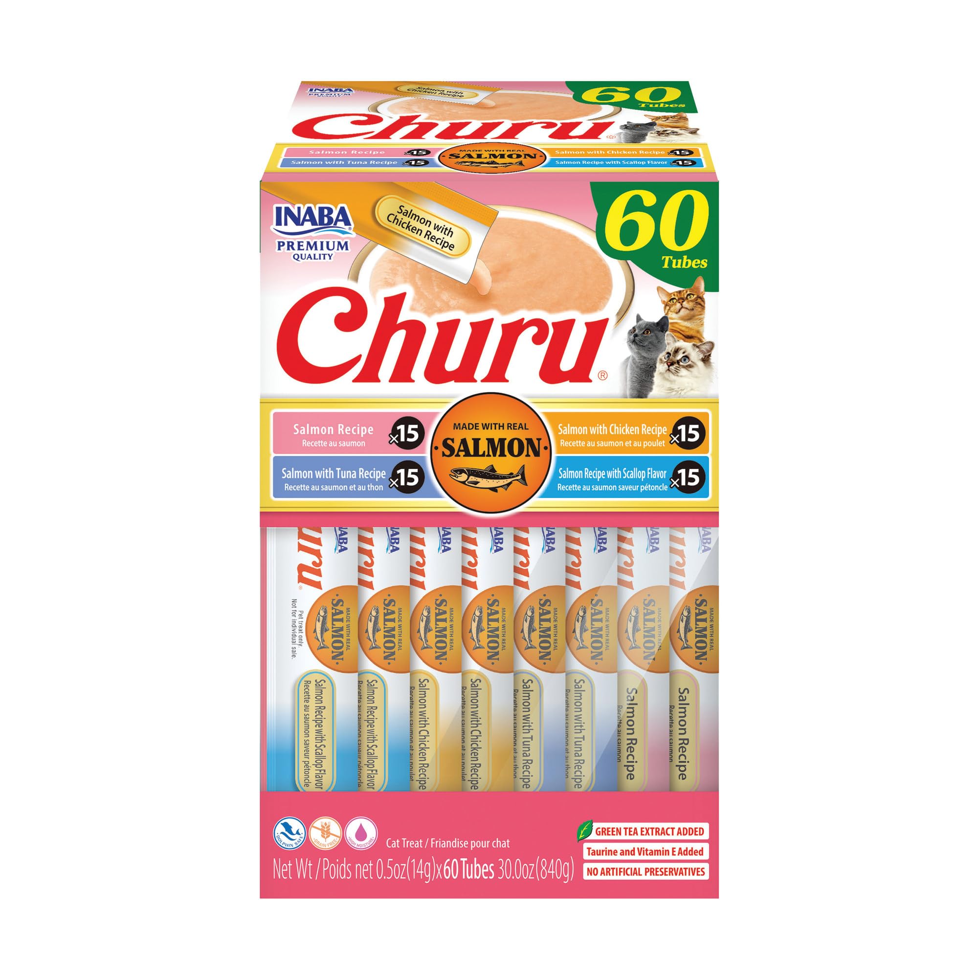 INABA Churu — Snack Cremoso Lickable sin Granos con Vitamina E y Taurina para Gato