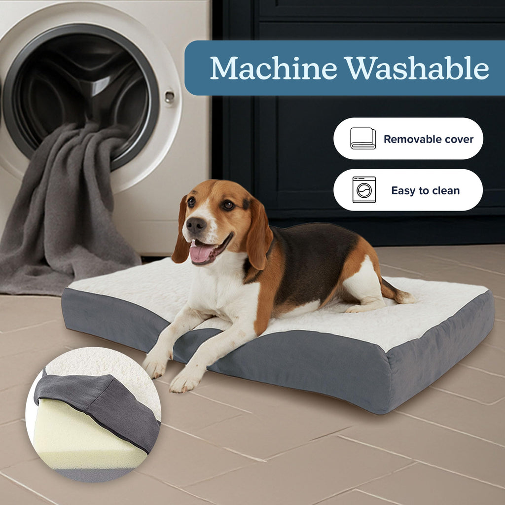 Petmaker — Cama Ortopédica con Memory Foam y Cubierta de Sherpa Lavable para Perro