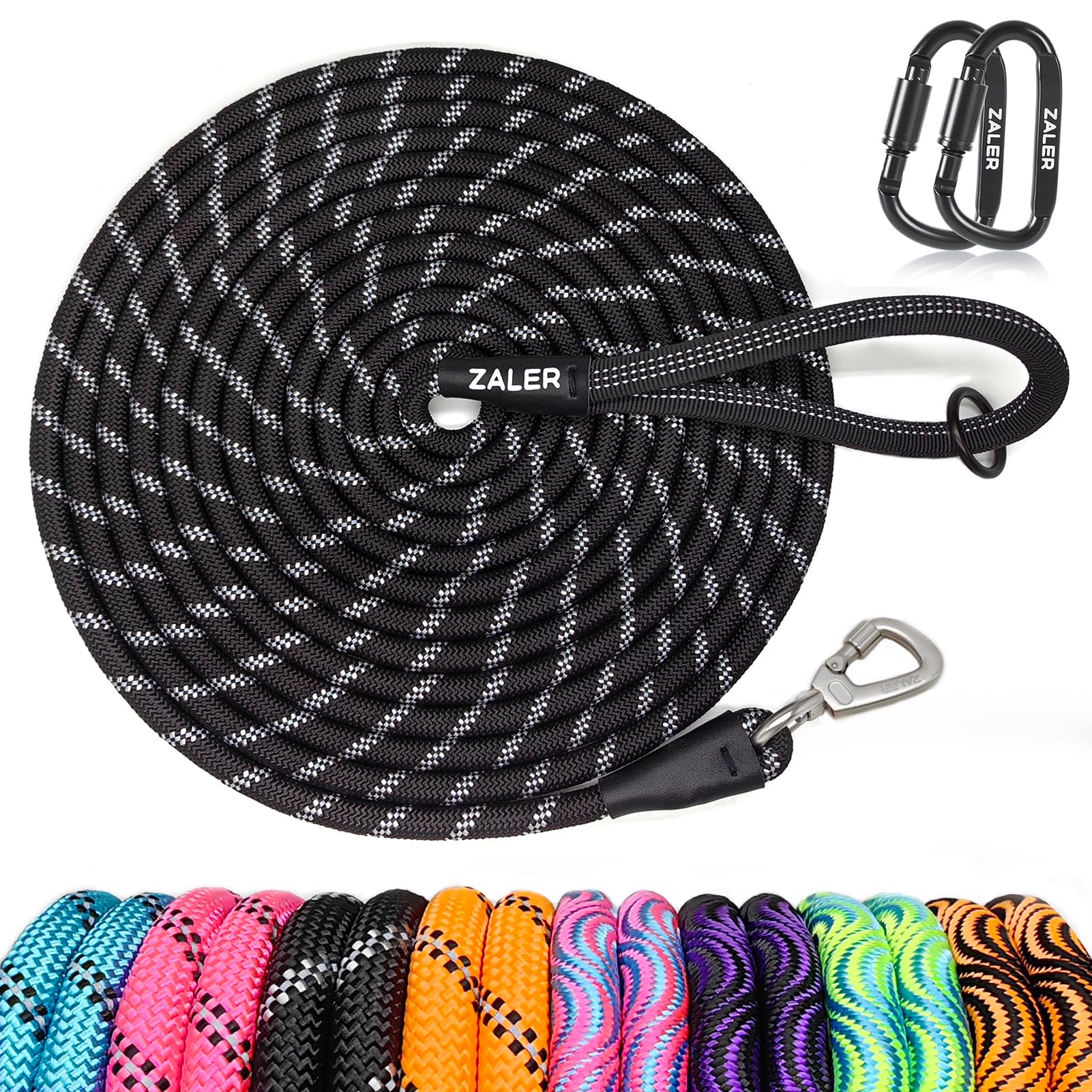 ZALER — Correa de Cuerda Reflectante con Mosquetón para Perros Medianos y Grandes
