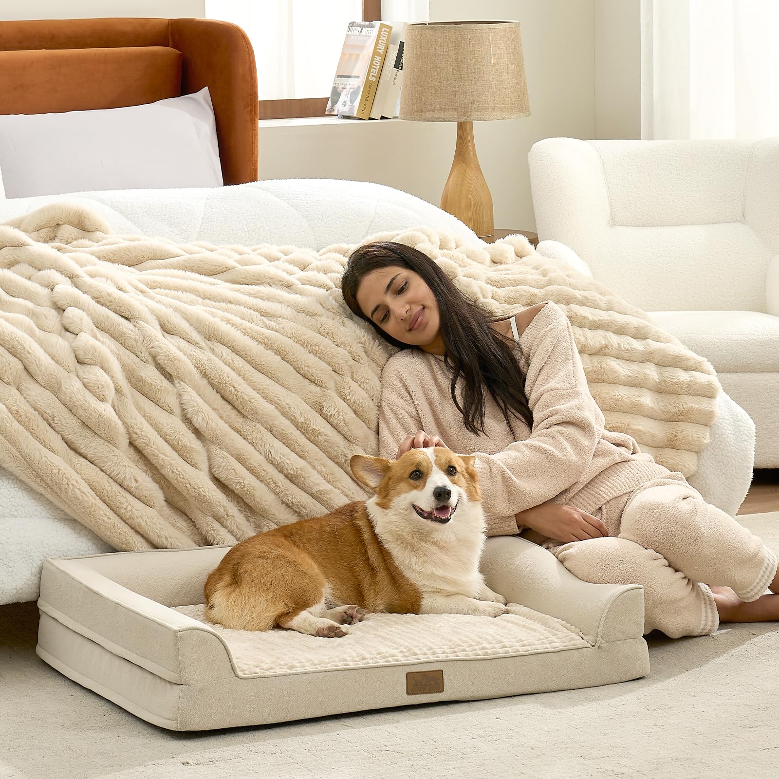 COZY KISS — Cama Ortopédica con Soporte en Espuma tipo Huevo y Bordes Acolchados en U para Perro